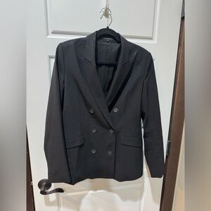 Elegant Black Theory Double-Breasted Women's Blazer